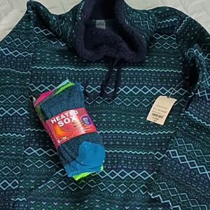 Navy Fairisle  Pullover With Winter Socks To Match. Stay Cozy Warm With The Set